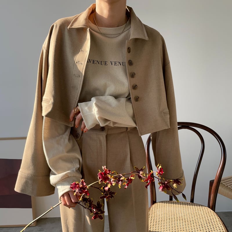 nokcha original】half minimal jacket/beige_no01 nokcha original】half minimal jacket/beige_no01
