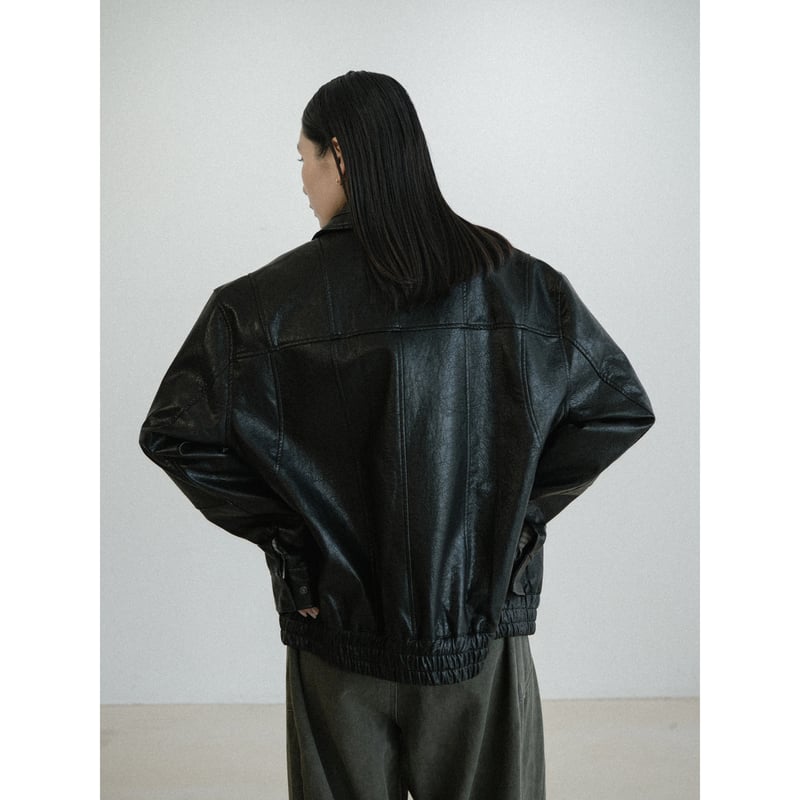 予約販売》accent fake leather jacket(unisex)_no0503