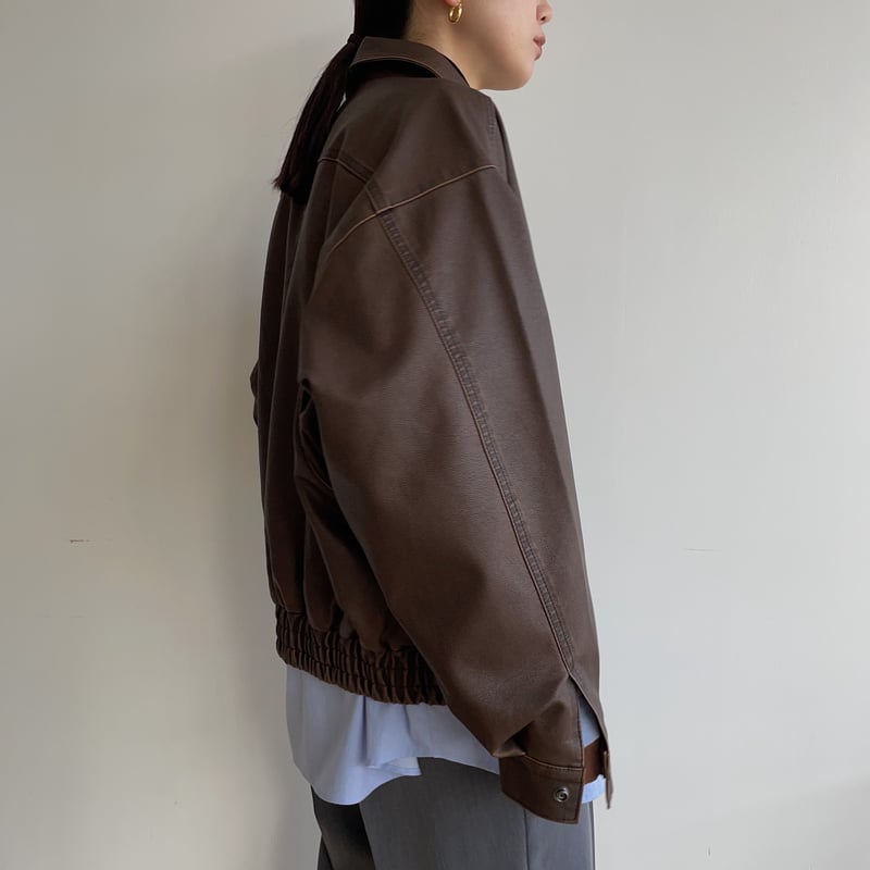 予約販売》vintage like fake leather jacket/2colors_...