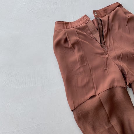 【nokcha original】quality sheer pants/brown_np0415
