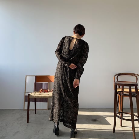 【nokcha original】jacquard sheer dress/black_nd0093