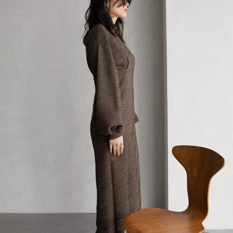 【nokcha original】volume long dress/brown_nd0119