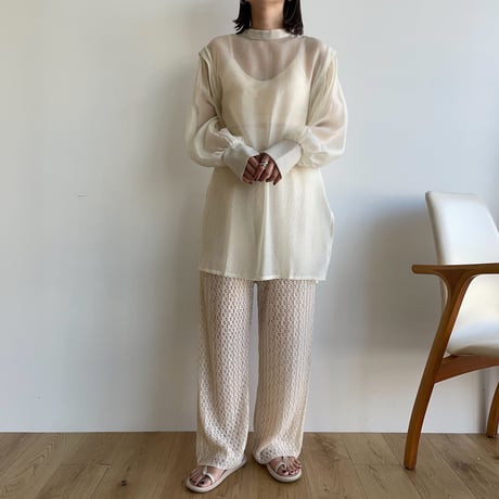 【nokcha original】2way volume sheer blouse/ivory_nb0049