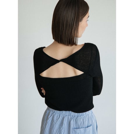 《予約販売》back open sheer knit tops/2colors_nt2569