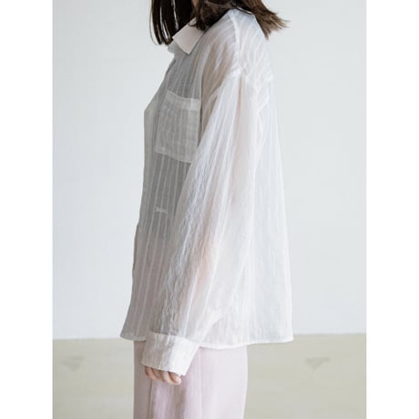 《予約販売》accent stripe mannish sheer shirt/2colors_nb0383