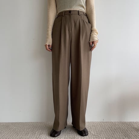 【nokcha original】buckle slacks pants/brown_np0668