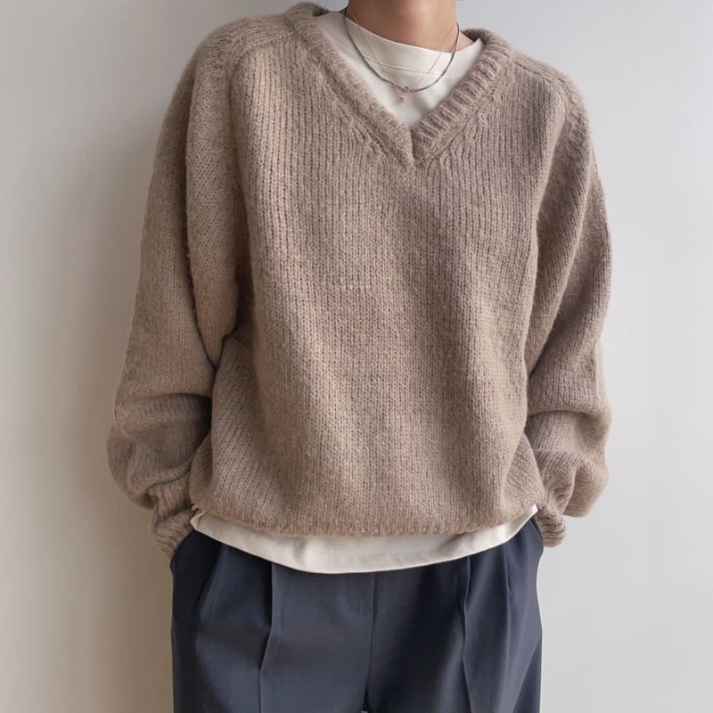 ＜H＞WOOL MOHAIR V NECK PULLOVER/ニット一度着用しました