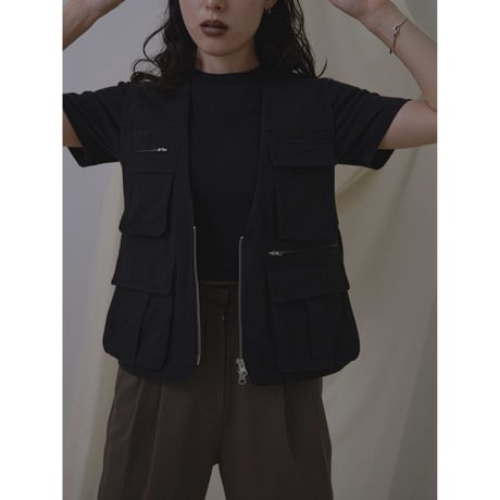 - AUTHENTIC series - mannish twill vest/black_an0008
