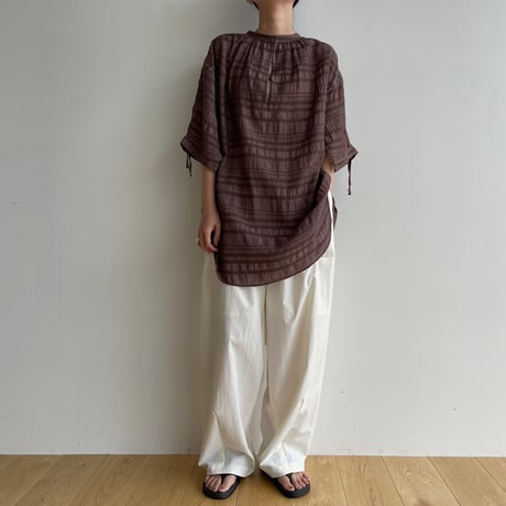 【nokcha original】mulch jacquard blouse/brown_nb0155
