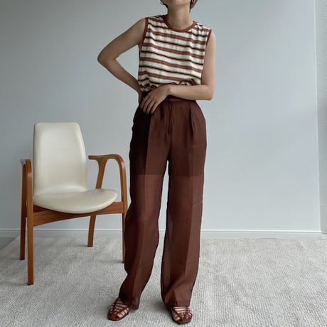 【nokcha original】quality sheer pants/brown_np0415