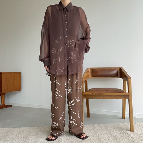 【nokcha original】nuance pattern pants/brown_np0420