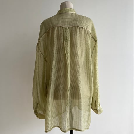 【nokcha original】piping sheer blouse/light green_nb0056
