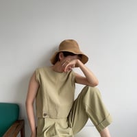 【nokcha original】2way linen vest/pistacchio_nt0967