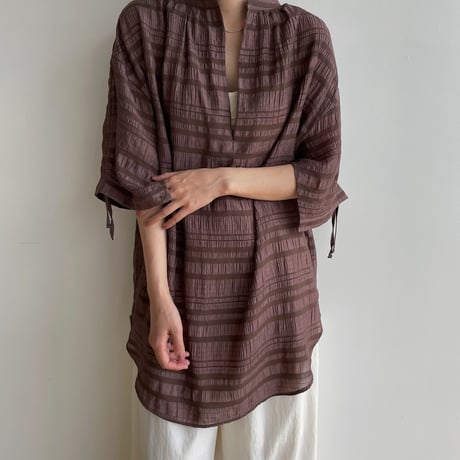 【nokcha original】mulch jacquard blouse/brown_nb0155