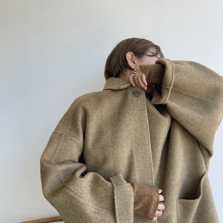【nokcha original】HAND MADE herringbone over wool coat/beige_no0160