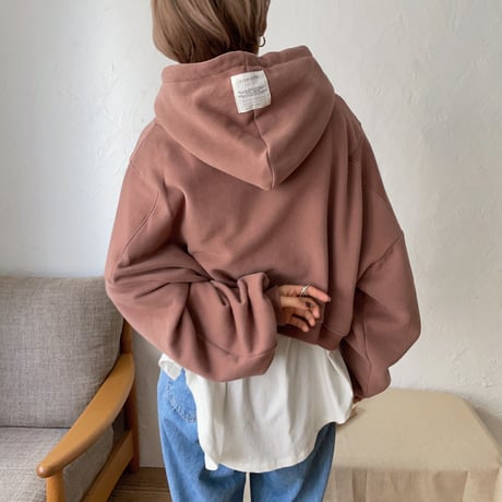 【nokcha original】label hood pullover/dark pink_nt0735