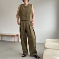 【nokcha original】 linen tuck cocoon pants/khaki_np0399