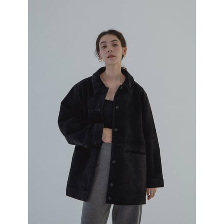 - AUTHENTIC series - real suède rich jacket/black_an0015