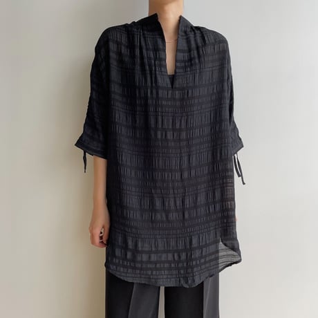 【nokcha original】mulch jacquard blouse/black_nb0156