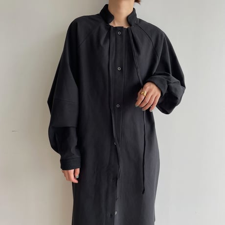【nokcha original】accent jacquard long shirt/black_nb0081