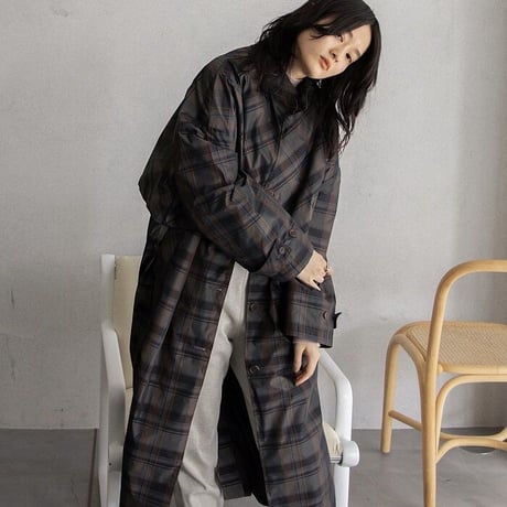 【nokcha original】quality over check coat_no0200