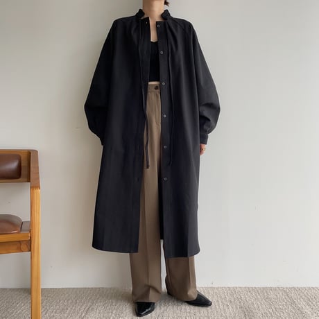 【nokcha original】accent jacquard long shirt/black_nb0081
