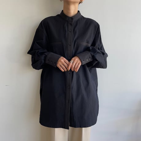 【nokcha original】jacquard round shirt/black_nb0091