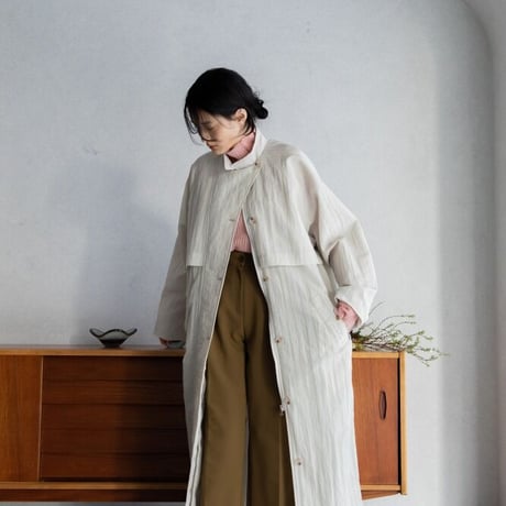 【nokcha original】washer quilting trench coat/ivory_no0120