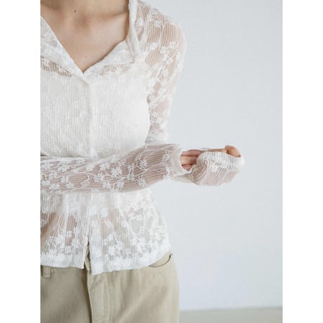 《予約販売》jacquard sheer no collar cardigan/2colors_nt2566