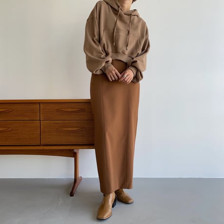 【nokcha original】stitch long skirt/camel brown_ns0059