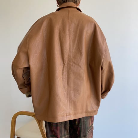 【nokcha original】eco leather over jacket/camel brown_no0163