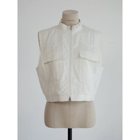 - AUTHENTIC series - material linen vest/ivory_an0041