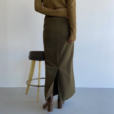 【nokcha original】stitch long skirt/khaki_ns0060