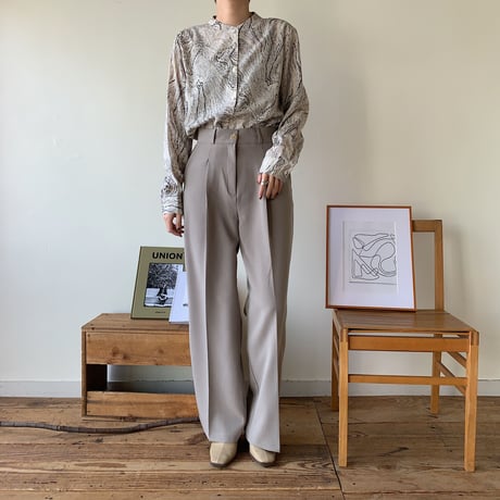 【NOKCHA original】quality long slacks slit pants/ greige_np0163