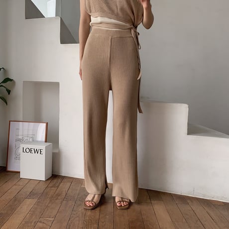 【nokcha original】quality linen knit pants/beige_np0211