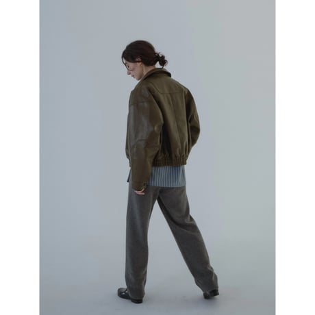 - AUTHENTIC series - throat latch fake leather jacket/khaki brown_an0016