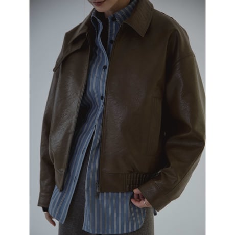 - AUTHENTIC series - throat latch fake leather jacket/khaki brown_an0016