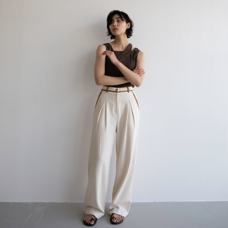 【nokcha original】piping pants/ivory_np0594