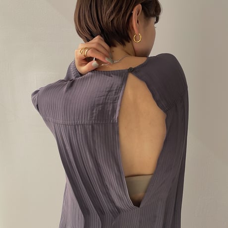 【nokcha original】back open pleats silky ops/charcoal_nd0096