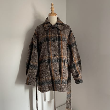 【nokcha original】2way quilting liner check coat_no0124
