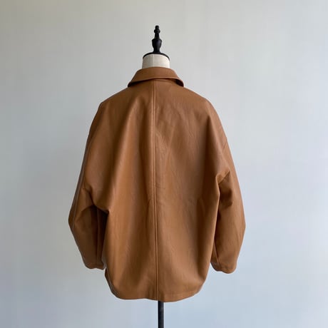 【nokcha original】eco leather over jacket/camel brown_no0163