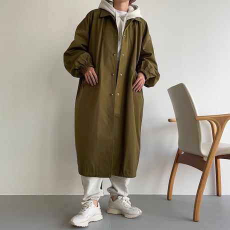 【nokcha original】long coach jacket/khaki_no0166