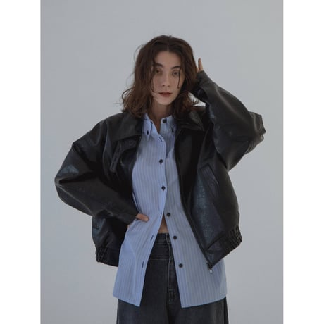 - AUTHENTIC series - throat latch fake leather jacket/black_an0018