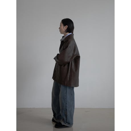 《予約販売》mannish middle leather like jacket/2colors(unisex)_no0397