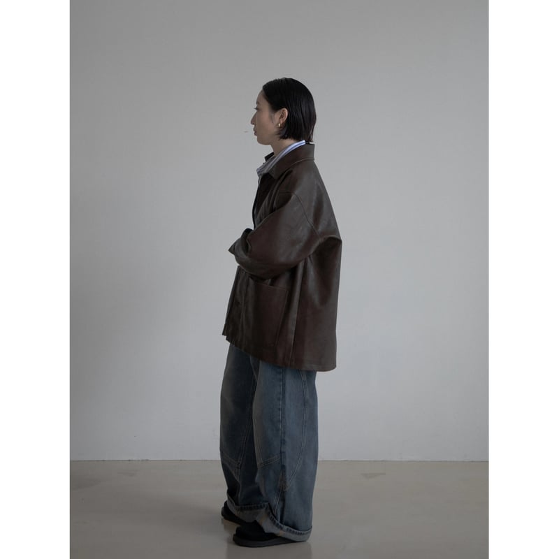 予約販売》mannish middle leather like jacket/2color 予約販売》mannish middle leather like jacket/2color