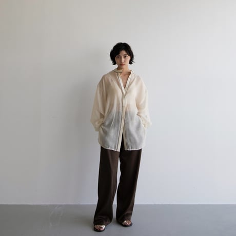 【nokcha original】piping sheer blouse/ivory_nb0055