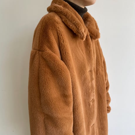 【nokcha original】long fur coat/camel orange_no0239