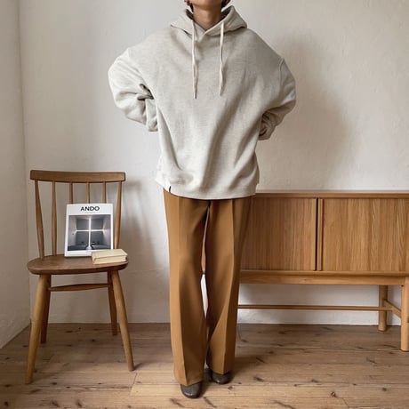 【nokcha original】unisex label hood pullover/oatmeal_nt0725