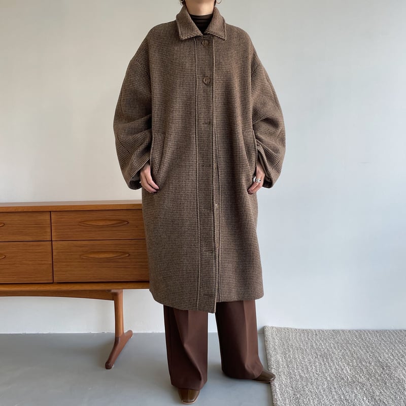 【nokcha】hounds tooth check coat チェスターコート nokcha original】hounds tooth check coat/brown_