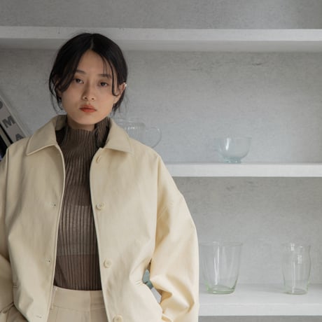 【nokcha original】eco leather over jacket/ivory_no0197